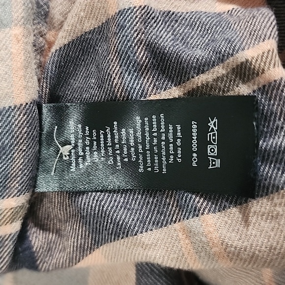 Rag & Bone Cruz Cotton Blend Button Up Flannel Top in Pink Plaid - Picture 11 of 12